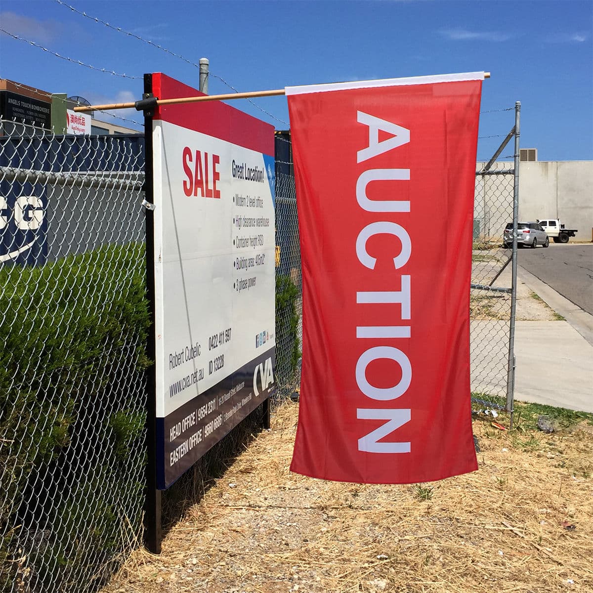 Auction sign flags